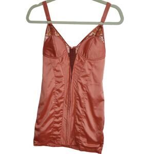 Urban Outfitters Satin Lace Hook-Front Mini Party Dress Rust S